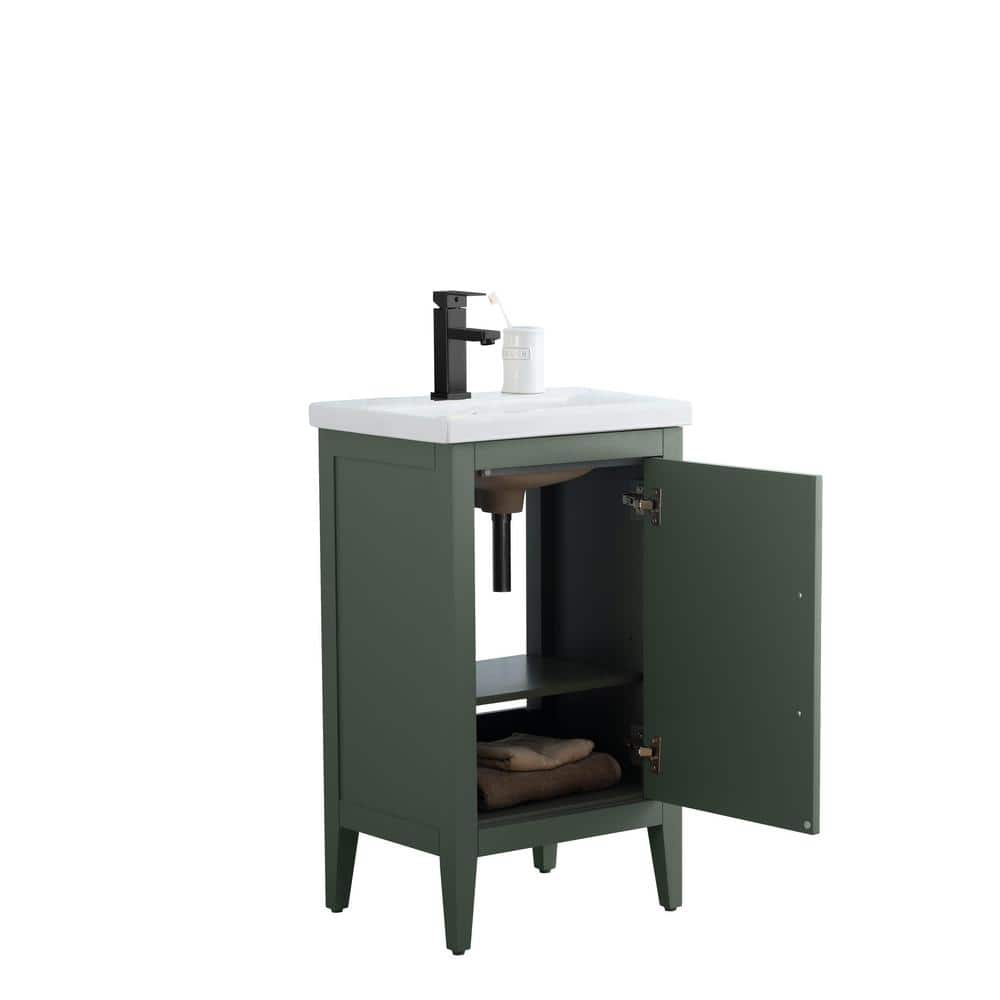 Vanity Art 20 in. W x 15.8 in D x 34 in. H Single Sink Bathroom Vanity Cabinet in Vintage Green with Ceramic Top