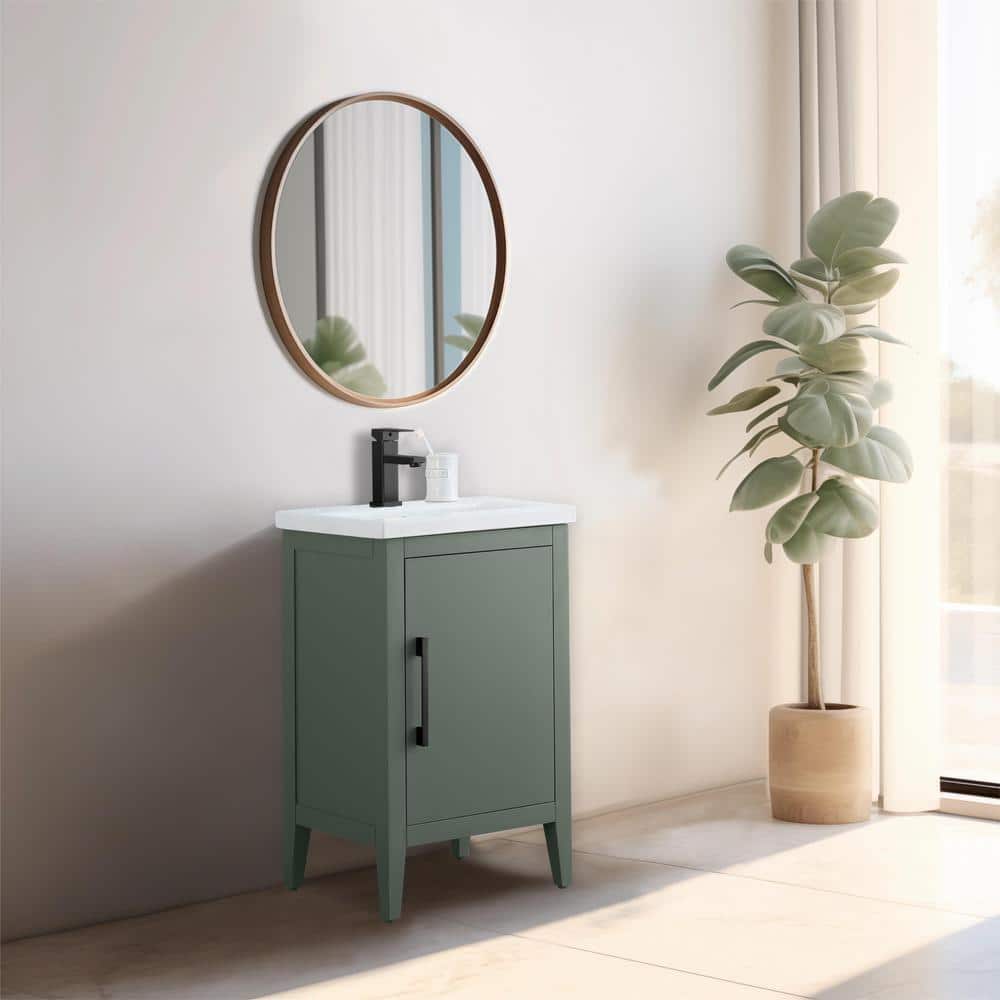 Vanity Art 20 in. W x 15.8 in D x 34 in. H Single Sink Bathroom Vanity Cabinet in Vintage Green with Ceramic Top