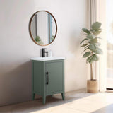 Vanity Art 20 in. W x 15.8 in D x 34 in. H Single Sink Bathroom Vanity Cabinet in Vintage Green with Ceramic Top