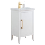 Vanity Art 20 in. W x 15.8 in. D x 34 in. H Single Sink Bathroom Vanity Cabinet in White with Ceramic Top