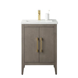 Vanity Art 24 in. W x 18.5 in D x 34 in. H Single Sink Bathroom Vanity Cabinet in Driftwood Gray with Ceramic Top in White