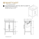 Vanity Art 24 in. W x 18.5 in D x 34 in. H Single Sink Bathroom Vanity Cabinet in Driftwood Gray with Ceramic Top in White