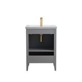 Vanity Art 24 in. W x 18.5 in D x 34 in. H Single Sink Bathroom Vanity Cabinet in Cashmere Gray with Ceramic Top