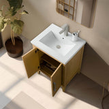 Vanity Art 24 in. W x 18.5 in D x 34 in. H Single Sink Bathroom Vanity Cabinet in Natural Oak with Ceramic Top
