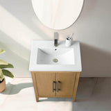 Vanity Art 24 in. W x 18.5 in D x 34 in. H Single Sink Bathroom Vanity Cabinet in Natural Oak with Ceramic Top