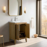Vanity Art 24 in. W x 18.5 in D x 34 in. H Single Sink Bathroom Vanity Cabinet in Natural Oak with Ceramic Top
