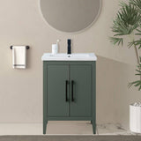 Vanity Art 24 in. W x 18.5 in. D x 34 in. H Single Sink Bathroom Vanity Cabinet in Vintage Green with Ceramic Top