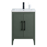 Vanity Art 24 in. W x 18.5 in. D x 34 in. H Single Sink Bathroom Vanity Cabinet in Vintage Green with Ceramic Top