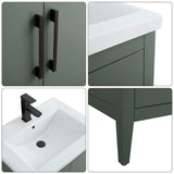 Vanity Art 24 in. W x 18.5 in. D x 34 in. H Single Sink Bathroom Vanity Cabinet in Vintage Green with Ceramic Top