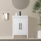 Vanity Art 24 in. W x 18.5 in. D x 34 in. H Single Sink Bathroom Vanity Cabinet in White with Ceramic Top
