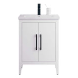 Vanity Art 24 in. W x 18.5 in. D x 34 in. H Single Sink Bathroom Vanity Cabinet in White with Ceramic Top