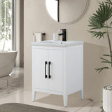 Vanity Art 24 in. W x 18.5 in. D x 34 in. H Single Sink Bathroom Vanity Cabinet in White with Ceramic Top