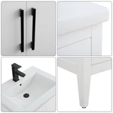 Vanity Art 24 in. W x 18.5 in. D x 34 in. H Single Sink Bathroom Vanity Cabinet in White with Ceramic Top