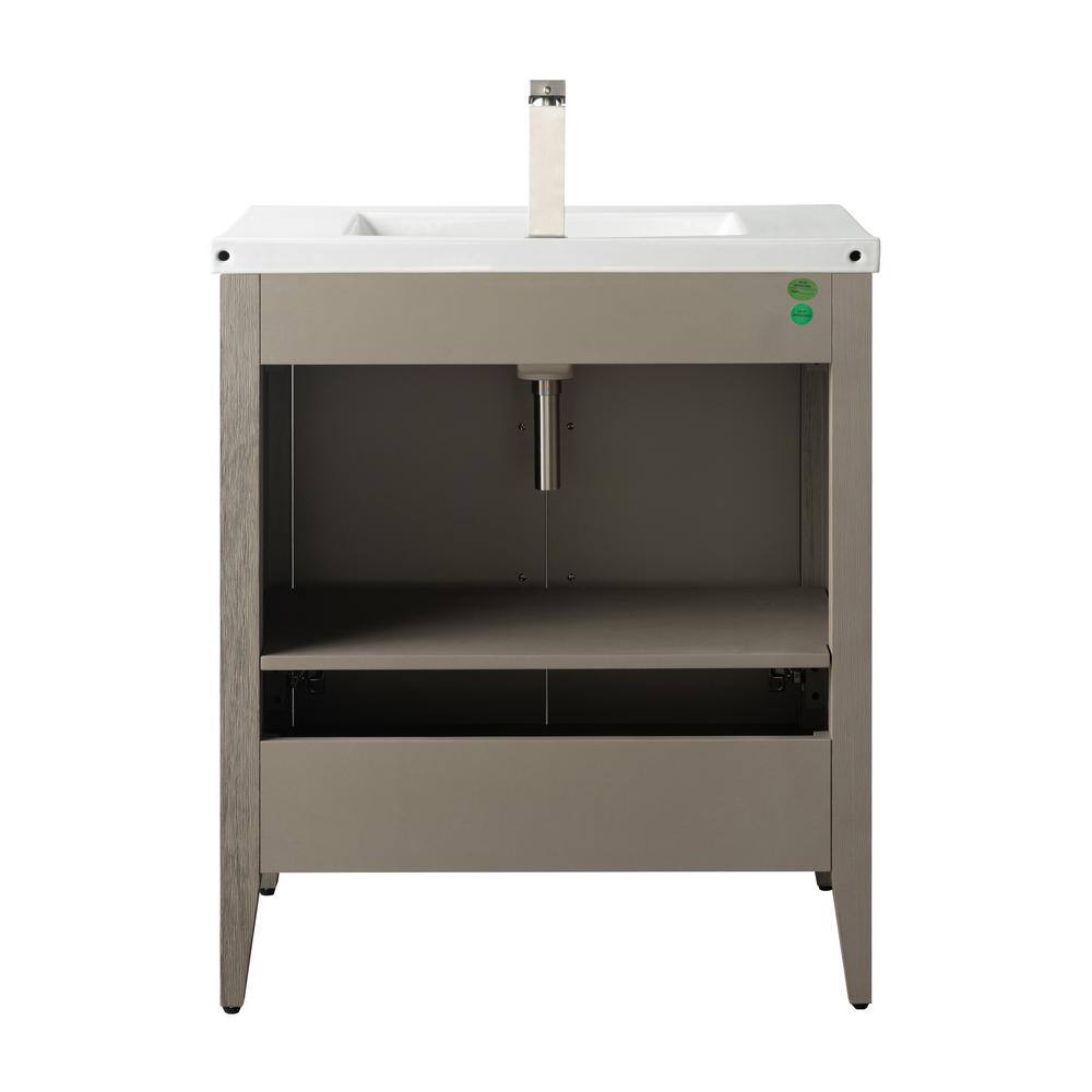 Vanity Art 30 in. W x 18.5 in D x 34 in. H Single Sink Bathroom Vanity Cabinet in Driftwood Gray with Ceramic Top