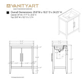Vanity Art 30 in. W x 18.5 in D x 34 in. H Single Sink Bathroom Vanity Cabinet in Driftwood Gray with Ceramic Top