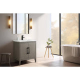Vanity Art 30 in. W x 18.5 in D x 34 in. H Single-Sink Bathroom Vanity Cabinet in Driftwood Gray with Ceramic Top in White