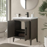 Vanity Art 30 in. W x 18.5 in. D x 34 in. H Single-Sink Bathroom Vanity Cabinet in Driftwood Gray with White Ceramic Top