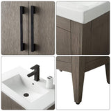 Vanity Art 30 in. W x 18.5 in. D x 34 in. H Single-Sink Bathroom Vanity Cabinet in Driftwood Gray with White Ceramic Top