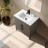 Vanity Art 30 in. W x 18.5 in D x 34 in. H Single-Sink Bathroom Vanity Cabinet in Driftwood Gray with Ceramic Top in White