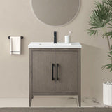 Vanity Art 30 in. W x 18.5 in. D x 34 in. H Single-Sink Bathroom Vanity Cabinet in Driftwood Gray with White Ceramic Top