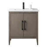 Vanity Art 30 in. W x 18.5 in. D x 34 in. H Single-Sink Bathroom Vanity Cabinet in Driftwood Gray with White Ceramic Top