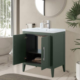 Vanity Art 30 in. W x 18.5 in D x 34 in. H Single Sink Bathroom Vanity Cabinet in Vintage Green with Ceramic Top