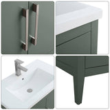 Vanity Art 30 in. W x 18.5 in D x 34 in. H Single Sink Bathroom Vanity Cabinet in Vintage Green with Ceramic Top