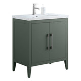 Vanity Art 30 in. W x 18.5 in D x 34 in. H Single Sink Bathroom Vanity Cabinet in Vintage Green with Ceramic Top
