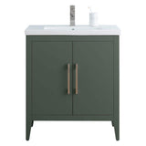 Vanity Art 30 in. W x 18.5 in D x 34 in. H Single Sink Bathroom Vanity Cabinet in Vintage Green with Ceramic Top