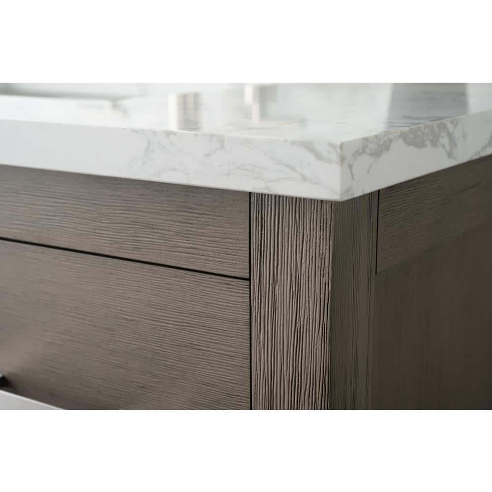 Vanity Art 36 in. W x 22 in. D x 34 in. H Single Sink Bathroom Vanity Cabinet in Driftwood Gray with Engineered Marble Top