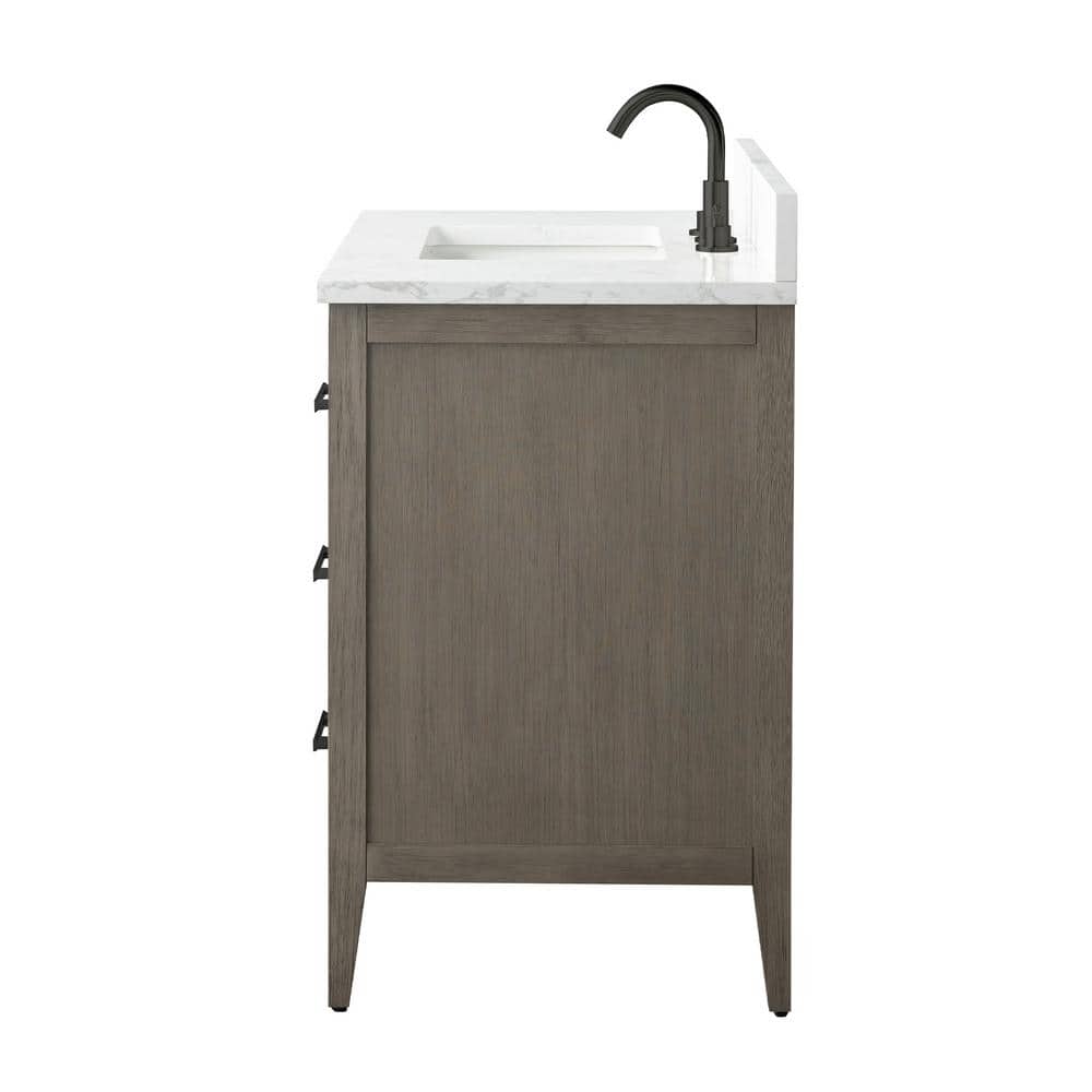 Vanity Art 36 in. W x 22 in. D x 34 in. H Single-Sink Bath Vanity in Driftwood Gray with Engineered Marble Top in Arabescato White