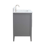 Vanity Art 36 in. W x 22 in. D x 34 in. H Single Sink Bathroom Vanity Cabinet in Cashmere Gray with Engineered Marble Top in White