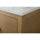 Vanity Art 36 in. W. x 22 in. D x 34 in. H Single Sink Bathroom Vanity Cabinet in Natural Oak with Engineered Marble Top in White