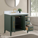 Vanity Art 36 in. W x 22 in. D x 34 in. H Single Sink Bathroom Vanity Cabinet in Vintage Green with Engineered Marble Top in White