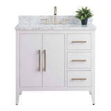 Vanity Art 36 in. W x 22 in. D x 34 in. H Single Sink Bathroom Vanity Cabinet in White with Engineered Marble Top in White