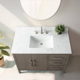 Vanity Art 42 in. W x 22 in. D x 34 in. H Single Sink Bathroom Vanity Cabinet in Driftwood Gray with Engineered Marble Top
