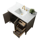 Vanity Art 42 in. W x 22 in. D x 34 in. H Single-Sink Bath Vanity in Driftwood Gray with Engineered Marble Top in Arabescato White