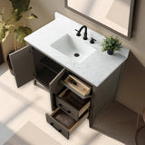 Vanity Art 42 in. W x 22 in. D x 34 in. H Single-Sink Bath Vanity in Driftwood Gray with Engineered Marble Top in Arabescato White