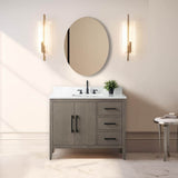 Vanity Art 42 in. W x 22 in. D x 34 in. H Single-Sink Bath Vanity in Driftwood Gray with Engineered Marble Top in Arabescato White