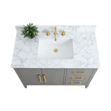 Vanity Art 42 in. W x 22 in. D x 34 in. H Single Sink Bathroom Vanity Cabinet in Cashmere Gray with Engineered Marble Top