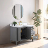 Vanity Art 42 in. W x 22 in. D x 34 in. H Single Sink Bathroom Vanity Cabinet in Cashmere Gray with Engineered Marble Top