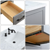 Vanity Art 42 in. W x 22 in. D x 34 in. H Single Sink Bathroom Vanity Cabinet in Cashmere Gray with Engineered Marble Top
