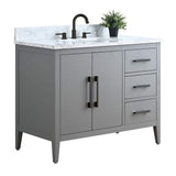 Vanity Art 42 in. W x 22 in. D x 34 in. H Single Sink Bathroom Vanity Cabinet in Cashmere Gray with Engineered Marble Top