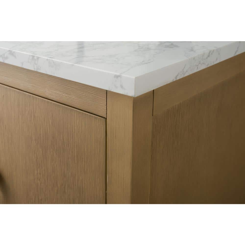 Vanity Art 42 in. W x 22 in. D x 34 in. H Single Sink Bathroom Vanity Cabinet in Natural Oak with Engineered Marble Top
