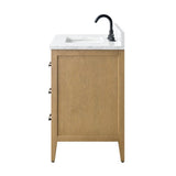 Vanity Art 42 in. W x 22 in. D x 34 in. H Single-Sink Bathroom Vanity in Natural Oak with Engineered Marble Top in Arabescato White