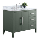 Vanity Art 42 in. W x 22 in. D x 34 in. H Single Sink Bathroom Vanity Cabinet in Vintage Green with Engineered Marble Top