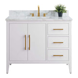 Vanity Art 42 in. W x 22 in. D x 34 in. H Single Sink Bathroom Vanity Cabinet in White with Engineered Marble Top