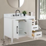 Vanity Art 42 in. W x 22 in. D x 34 in. H Single Sink Bathroom Vanity Cabinet in White with Engineered Marble Top