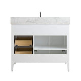 Vanity Art 42 in. W x 22 in. D x 34 in. H Single Sink Bathroom Vanity Cabinet in White with Engineered Marble Top