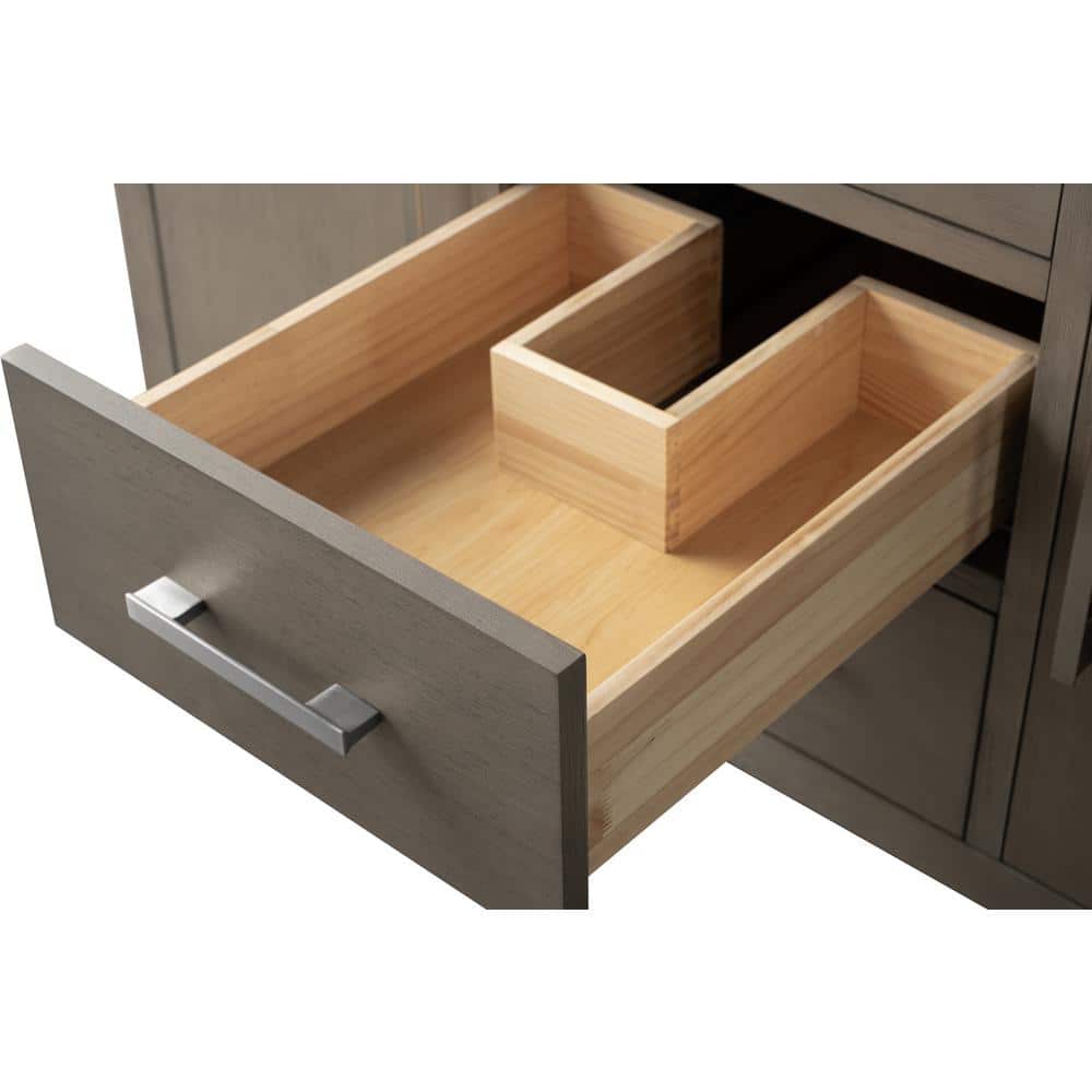 Vanity Art 48 in. W x 22 in. D x 34 in. H Single Sink Bathroom Vanity Cabinet in Driftwood Gray with Engineered Marble Top
